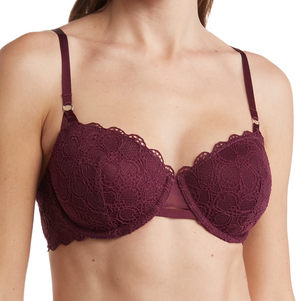 DKNY Crochet Look Balconette Bra - Grapewine - 34D